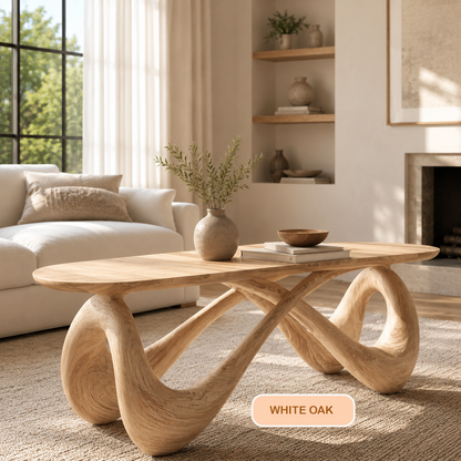 Modern Sculptural Solid Wood Bench