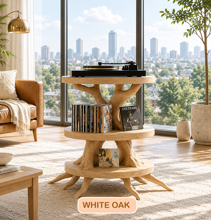 Mid-Century Round Vinyl Record Player Stand