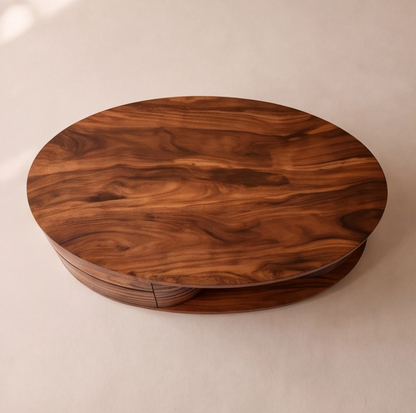 Solid Wood Oval Storage Coffee Table