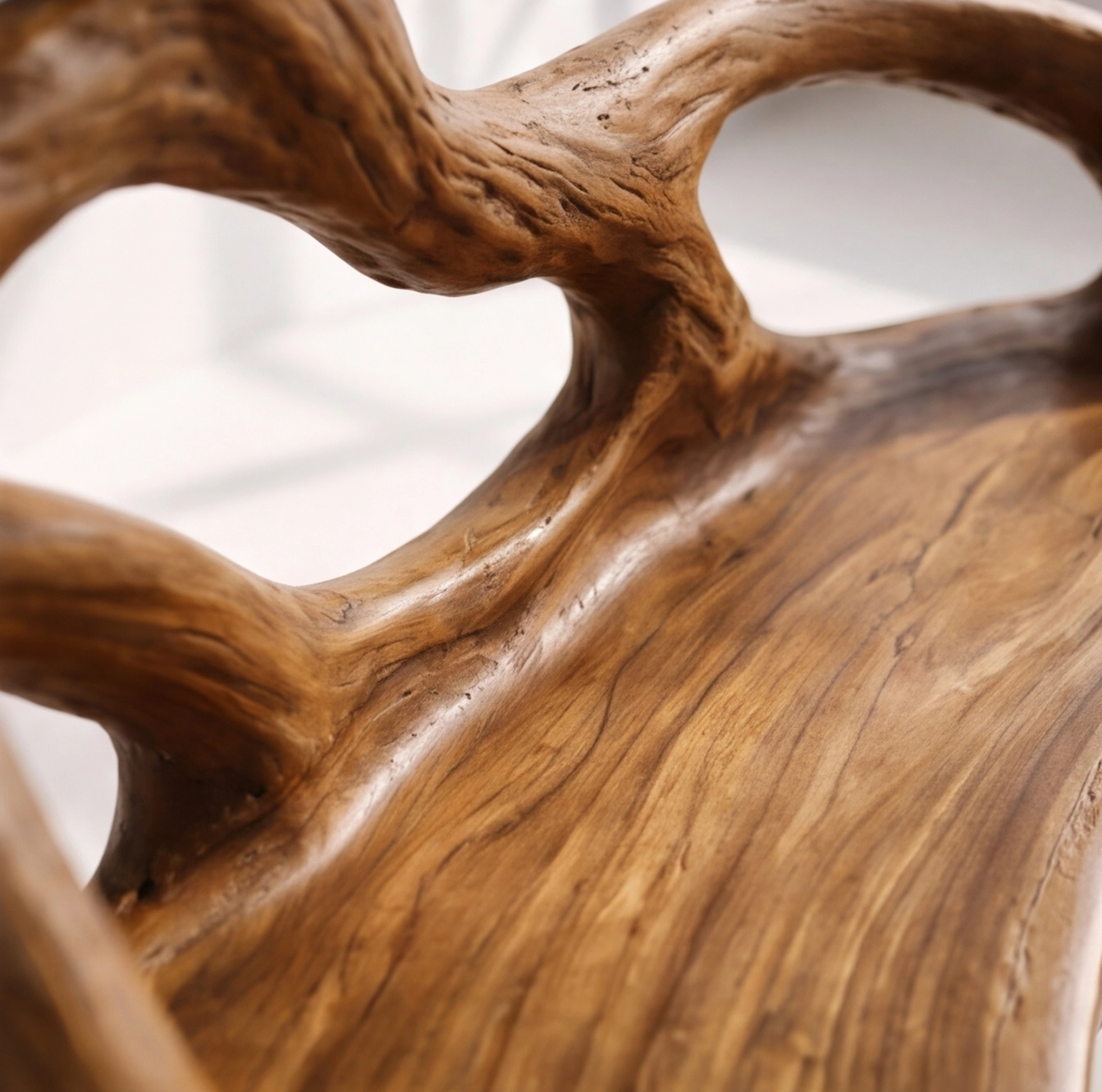 Organic Sculptural Solid Wood Bench