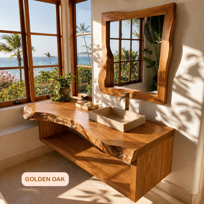 Rustic Solid Wood Bathroom Vanity Cabinet
