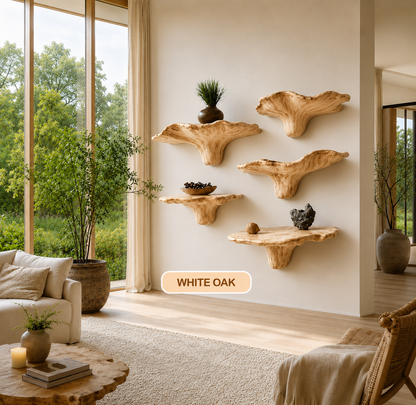Organic Wood Mushroom Floating Shelf