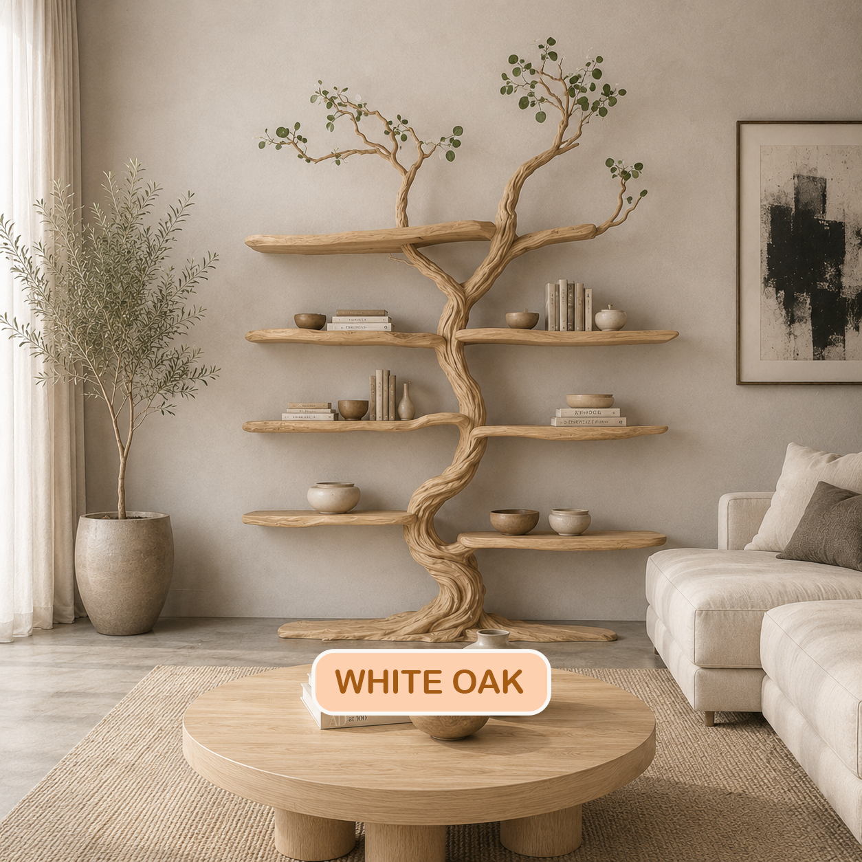 Handcrafted Wood Tree Wall Shelf