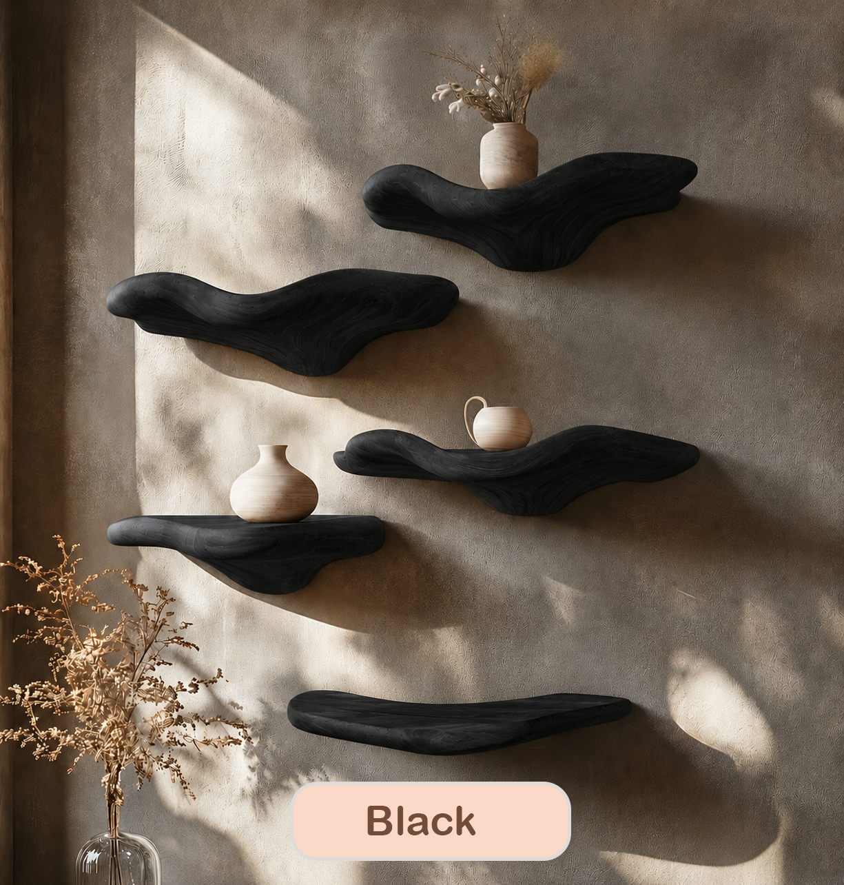 Minimalist Floating Wood Mushroom Shelf