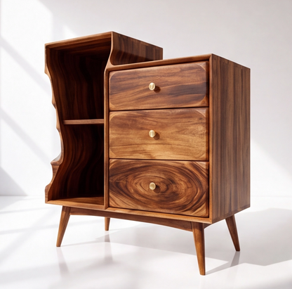 Organic Modern Sculptural Wood Nightstand