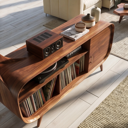 Mid-Century Modern Vinyl Storage Turntable Console