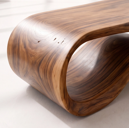 Sculptural Solid Wood Wave Coffee Table
