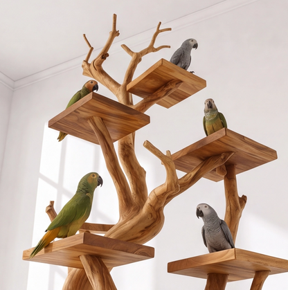 Multi-Level Tree Branch Bird Play Stand