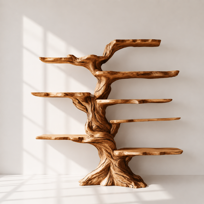Artisan Wood Freestanding Tree Shaped Bookshelf