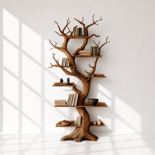 Solid Wood Tree Shaped Bookshelf