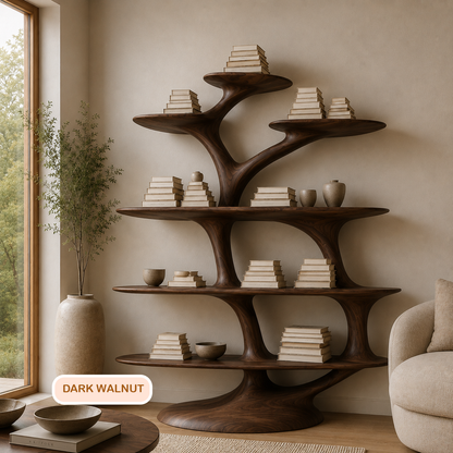 Timber Freestanding Tree Shaped Bookshelf