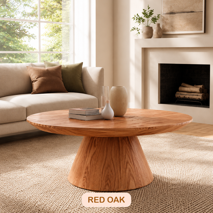 Solid Wood Round Pedestal Coffee Table