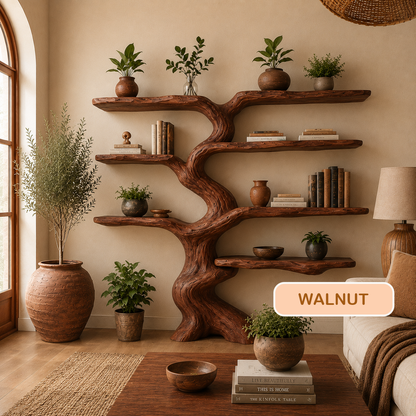 Freestanding Solid Wood Tree Bookshelf