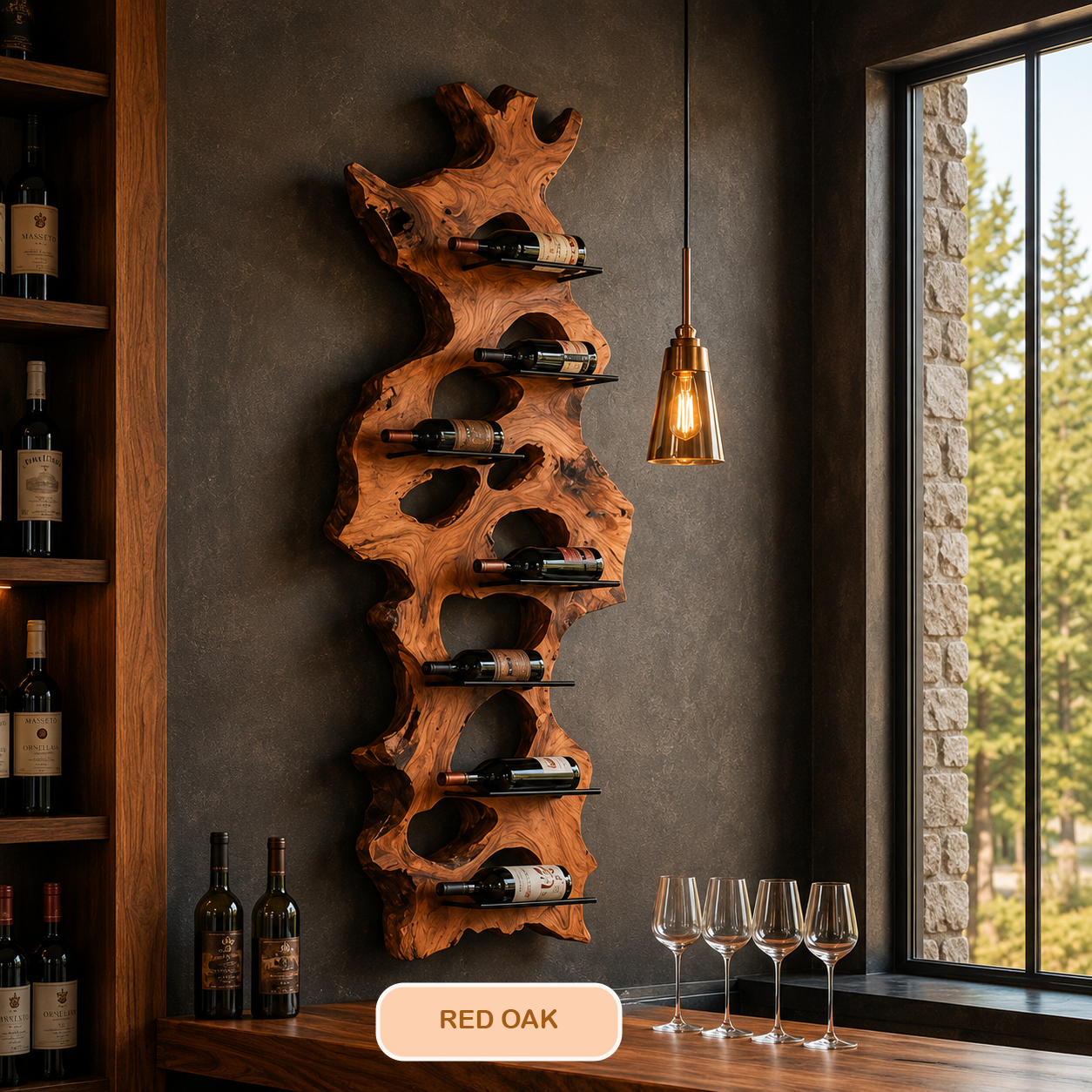 Floating Live Edge Wine Rack