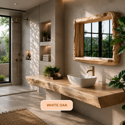 Live Edge Solid Wood Floating Bathroom Vanity