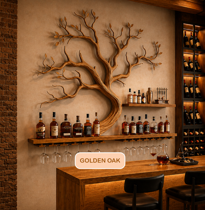 Wall Mounted Solid Wood Tree Wine Rack