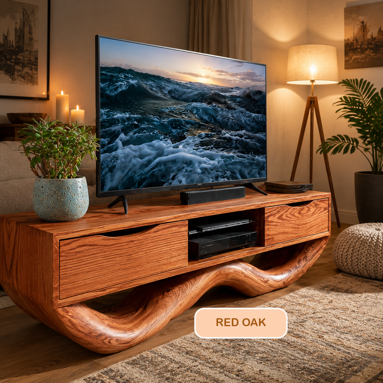 Organic Wood Modern TV Stand