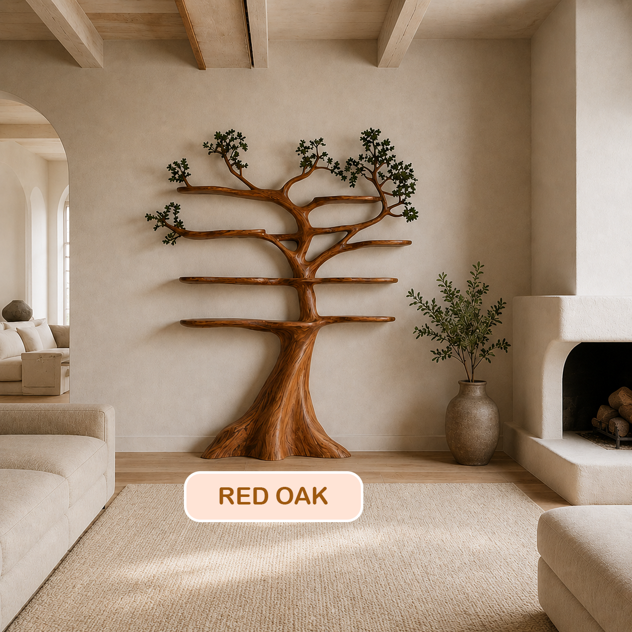 Wall Mounted Rustic Tree Bookshelf