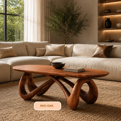 Modern Sculptural Solid Wood Bench