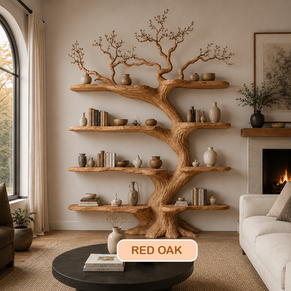 Botanical Inspired Wooden Tree Bookshelf
