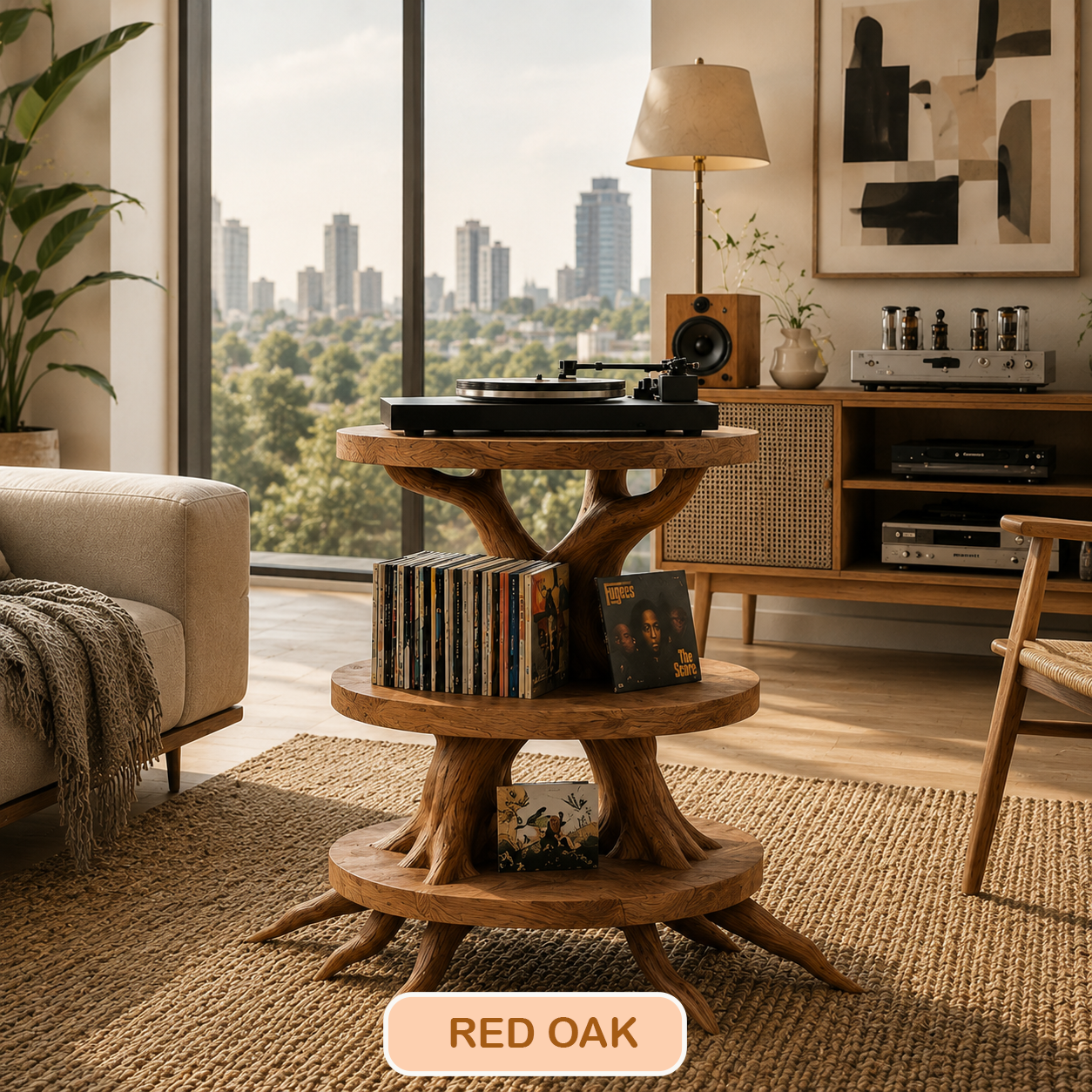 Mid-Century Round Vinyl Record Player Stand