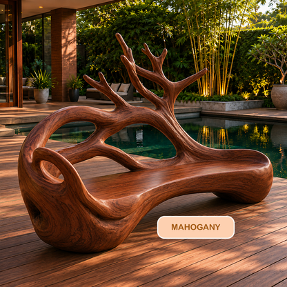 Rustic Solid Wood Tree Root Bench