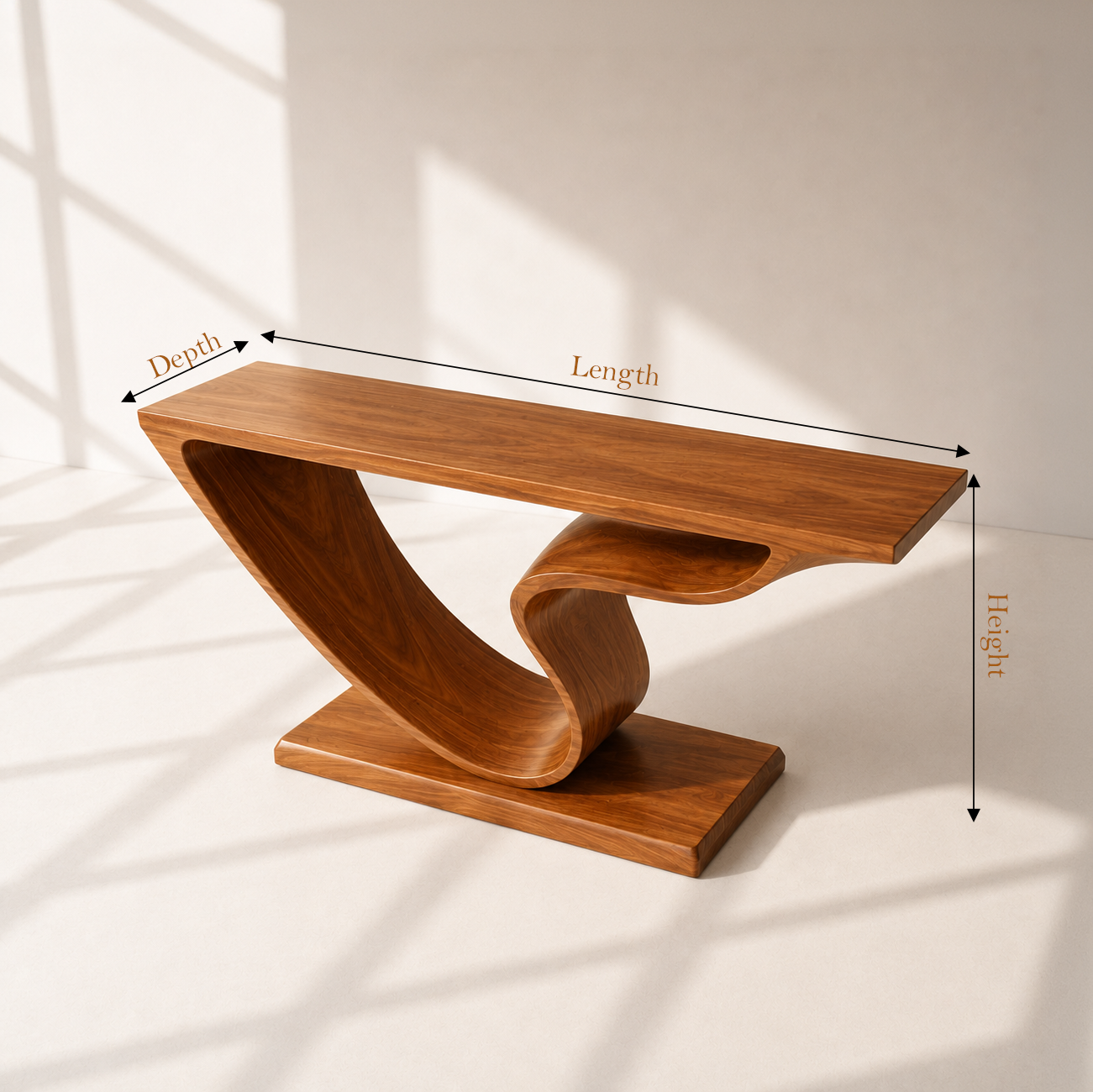 Organic Modern Sculptural Wood Console Table