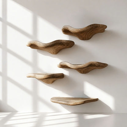 Minimalist Floating Wood Mushroom Shelf