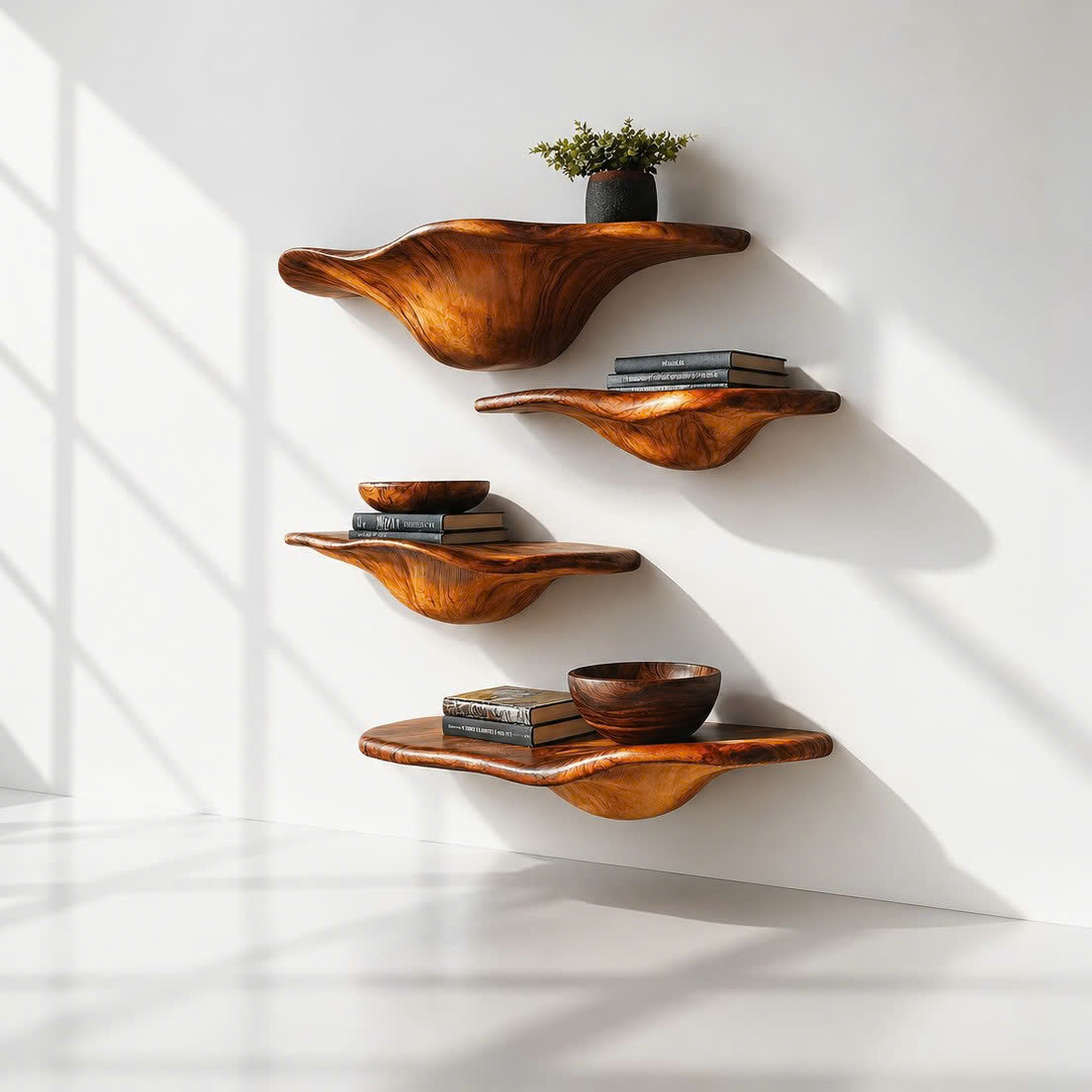 Organic Solid Wood Mushroom Floating Shelves