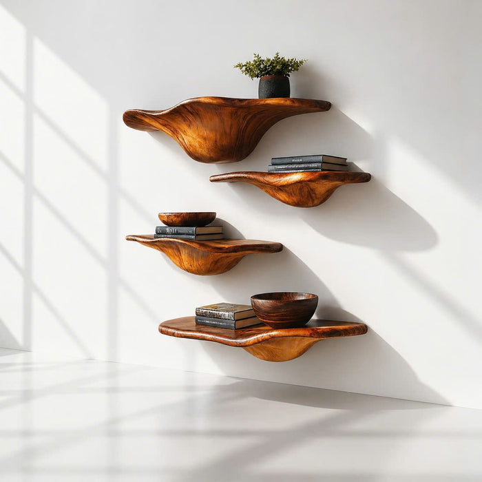 Organic Solid Wood Mushroom Floating Shelves