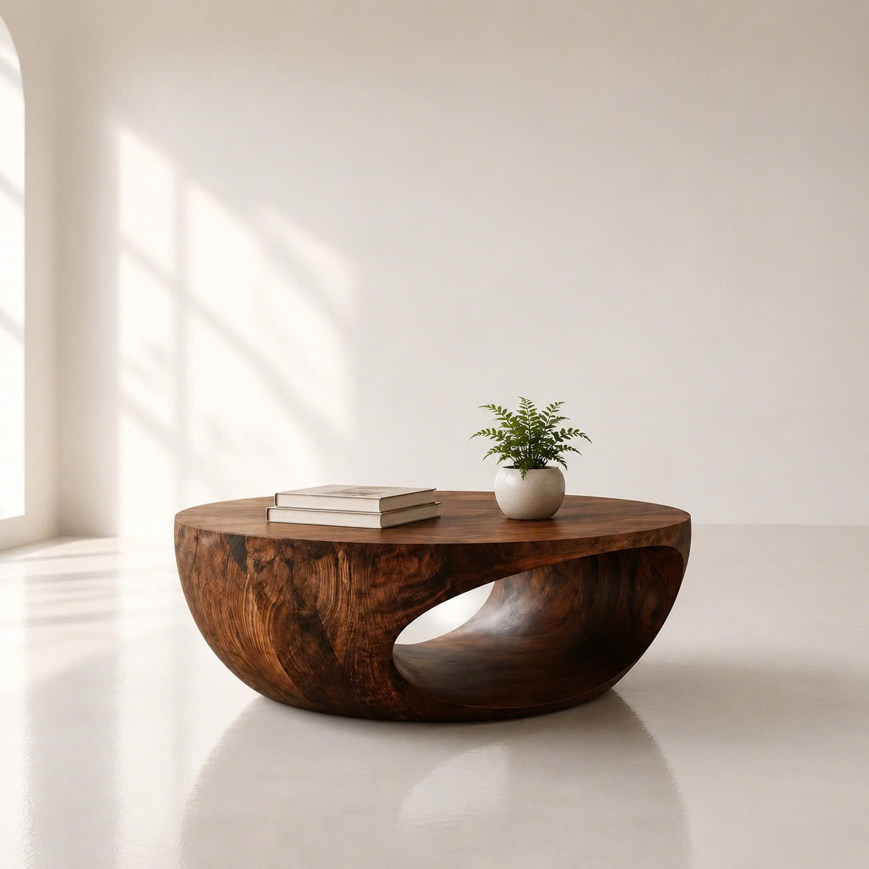 Organic Minimalist Sculptural Wood Coffee Table