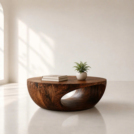 Organic Minimalist Sculptural Wood Coffee Table