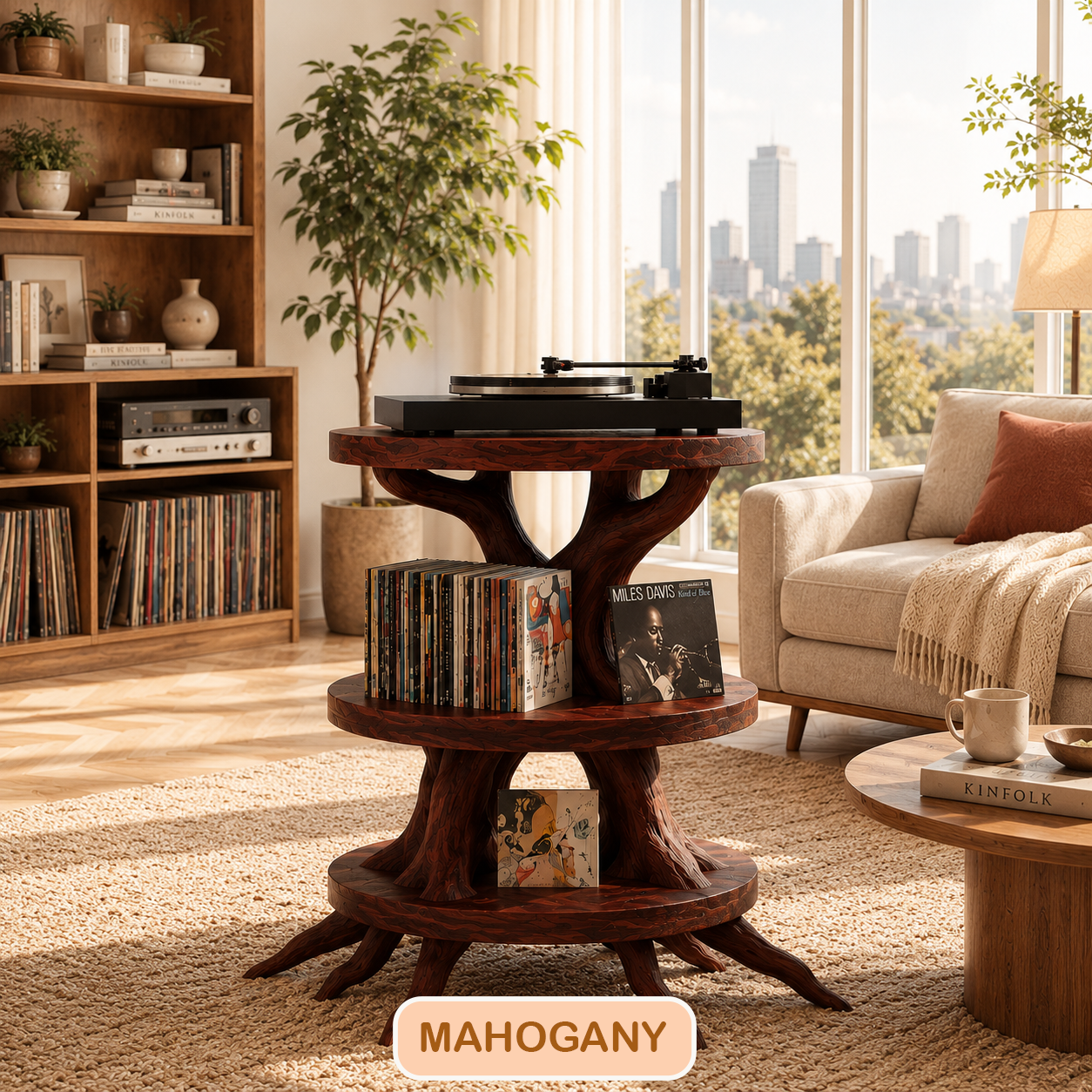 Mid-Century Round Vinyl Record Player Stand