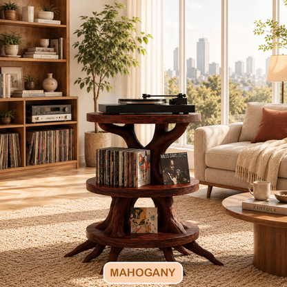 Mid-Century Round Vinyl Record Player Stand