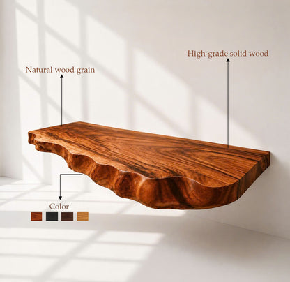 Live Edge Solid Wood Bathroom Vanity Shelf