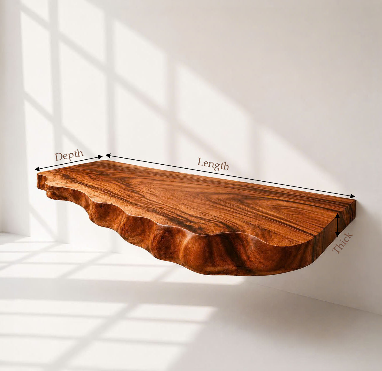 Live Edge Solid Wood Bathroom Vanity Shelf