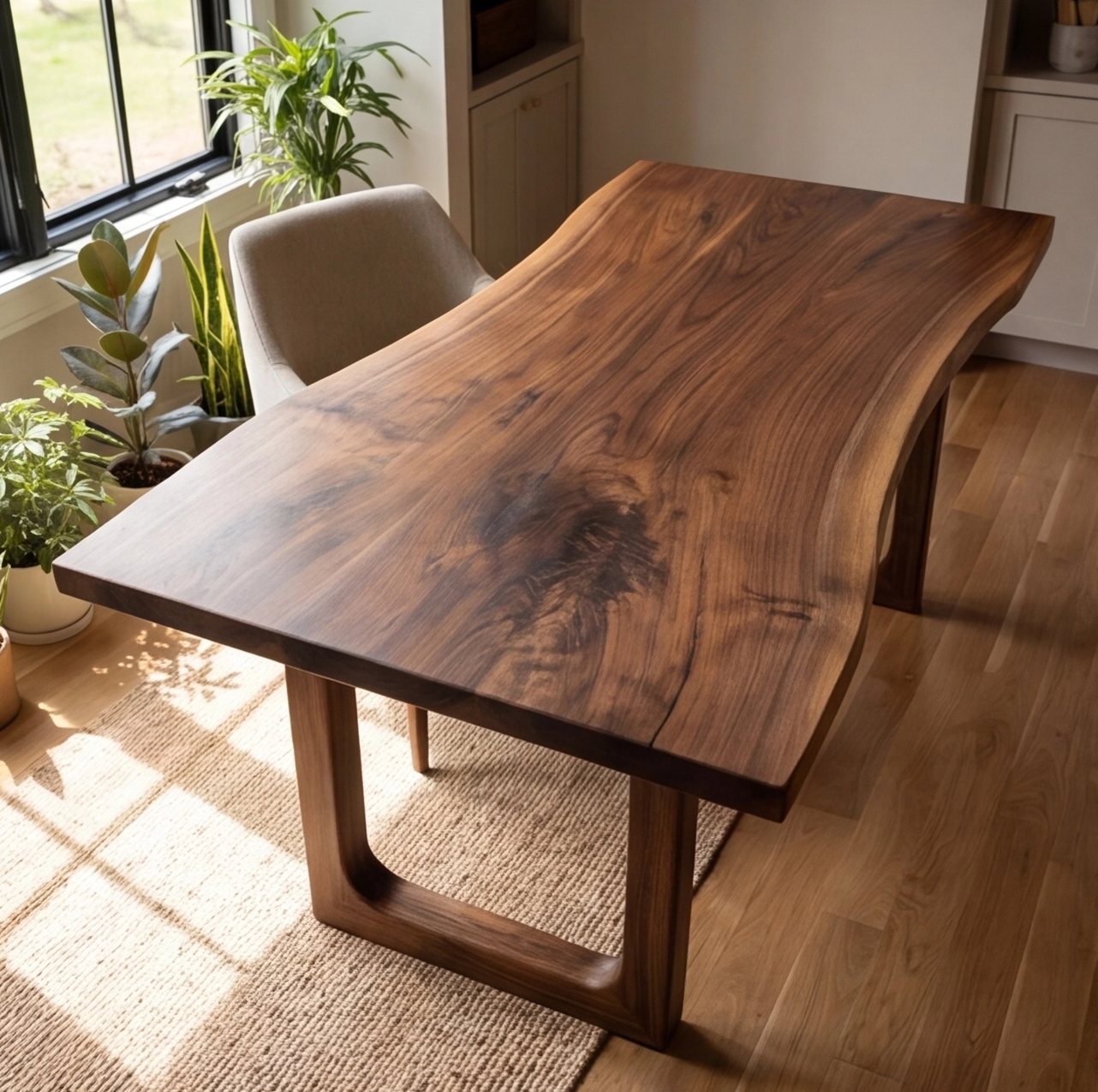 Modern Walnut Live Edge Wood Desk
