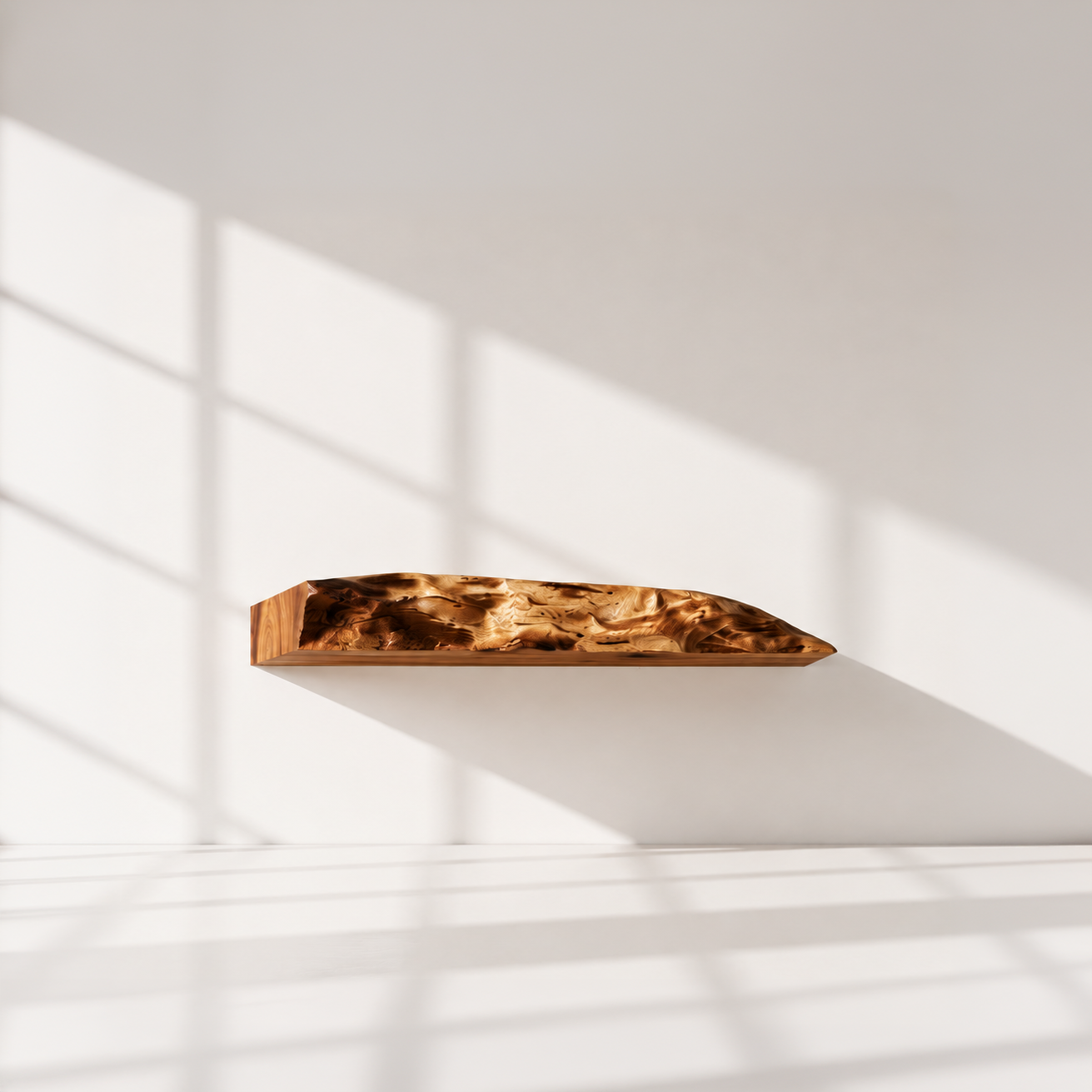 Rustic Solid Wood Live Edge Floating Shelf