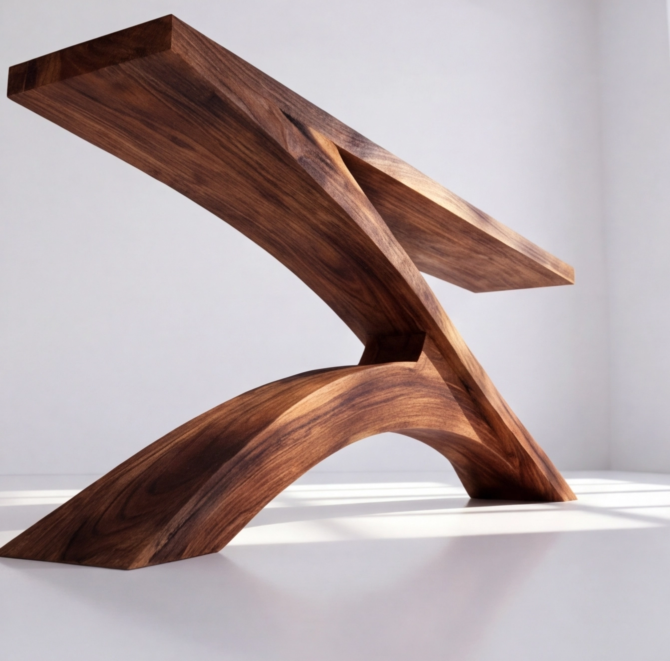 Modern Z-Shaped Wooden Console Table