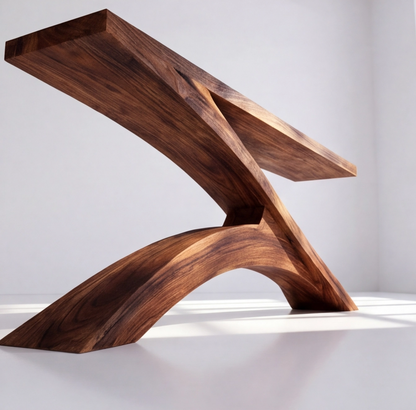 Modern Z-Shaped Wooden Console Table