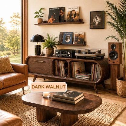 Mid-Century Solid Wood Record Player Stand
