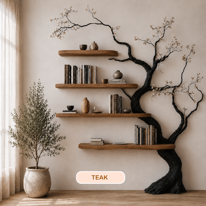 Rustic Wood Tree Branch Bookshelf