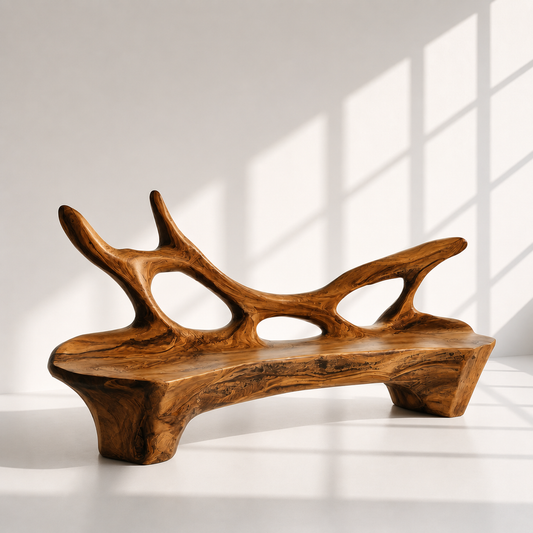 Sculptural Organic Wood Bench