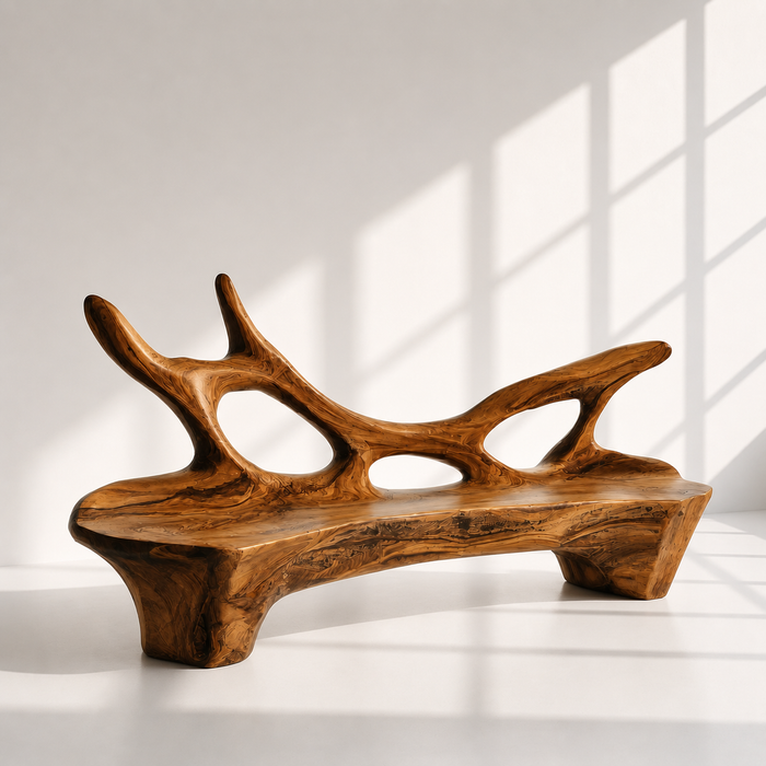 Sculptural Organic Wood Bench