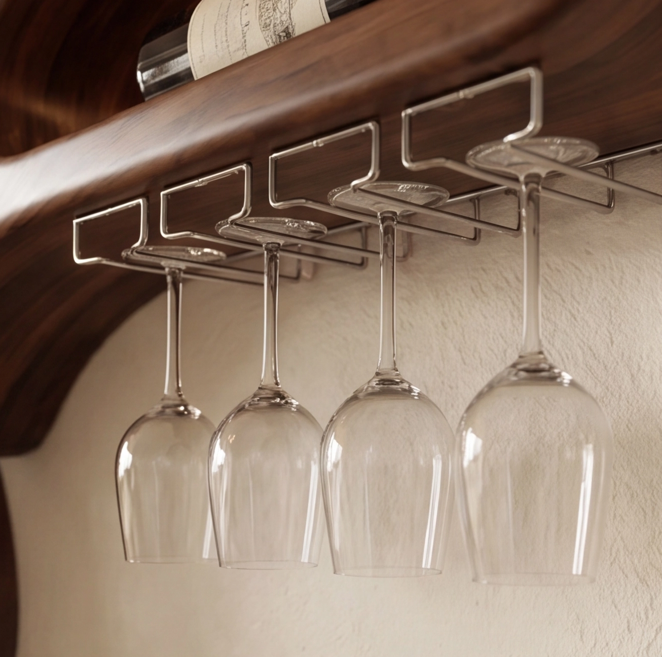 Wall Mounted Wood Wine Stemware Rack