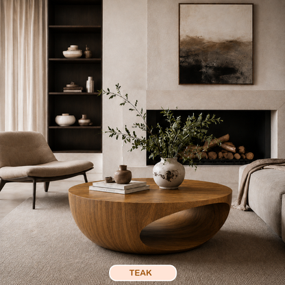 Organic Minimalist Sculptural Wood Coffee Table