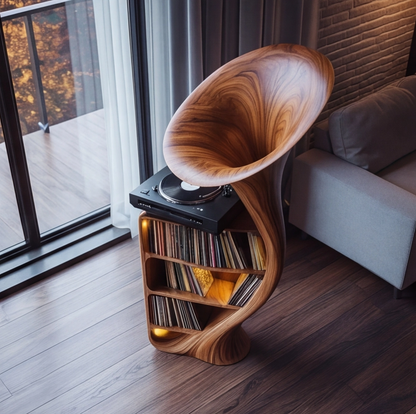 Modern Sculptural Record Player Stand