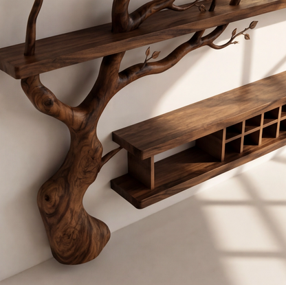 Wall Mounted Wood Tree Wine Rack