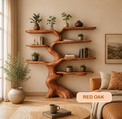 Freestanding Solid Wood Tree Bookshelf