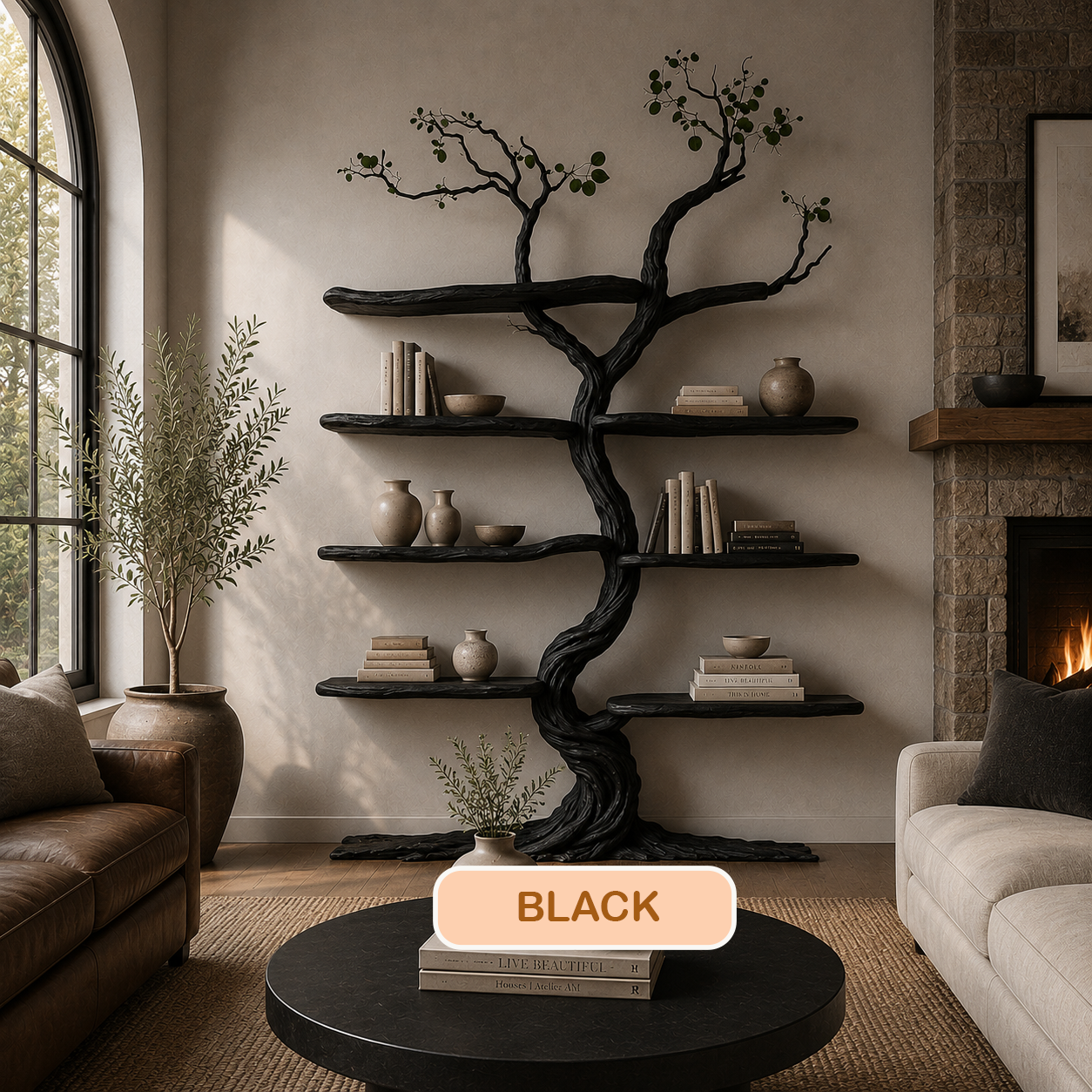 Handcrafted Wood Tree Wall Shelf